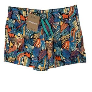 Patagonia Costa Rica Baggies Shorts Kids Large 12 Blue Joy Pitch New